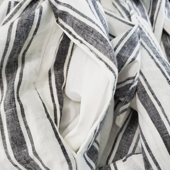 Sanctuary Staycation Twilight Hi-Low Vertical Stripe Pocket Linen Blend Dress, M - Picture 11 of 12